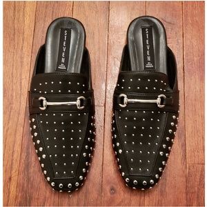 STEVEN STUDDED SLIDE MULES